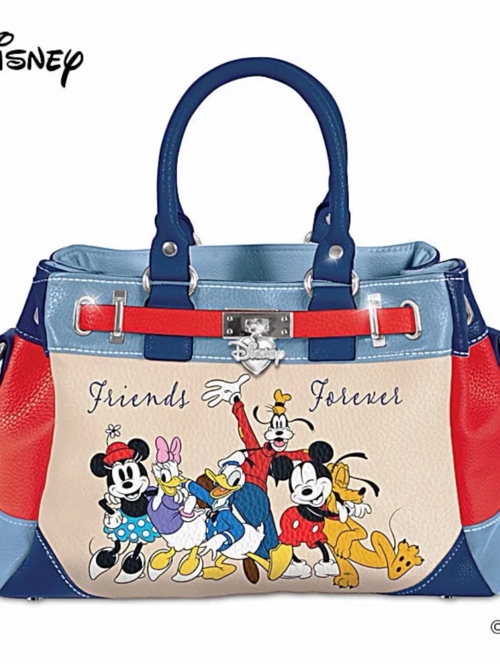 Disney Friends Forever Satchel - Blue, Red, and Cream (Rare)